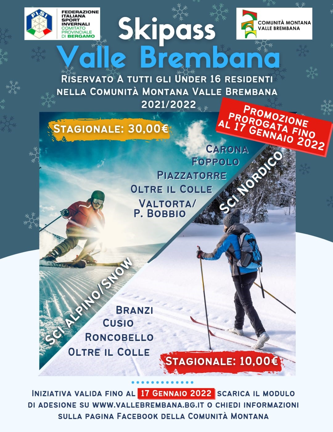 Immagine SkiPass Valle Brembana under 16 residenti - PROROGA al 17.01.2022