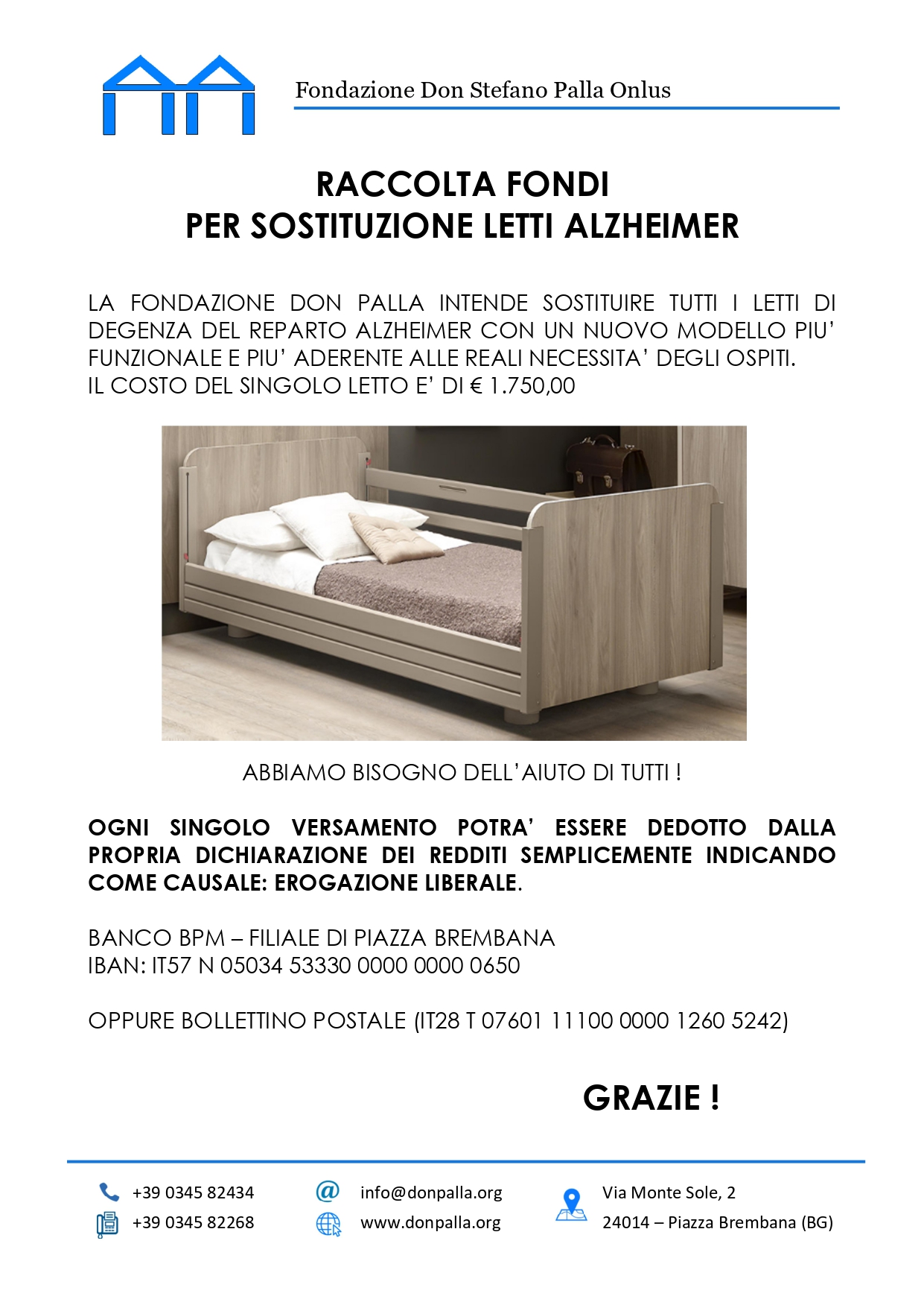 Immagine Raccolta fondi per sostituzione letti alzheimer Fondazione Don Palla