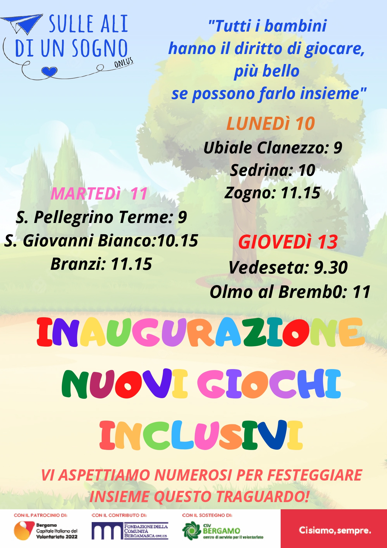 Immagine Sulle ali di un sogno - inaugurazione nuovi giochi inclusivi